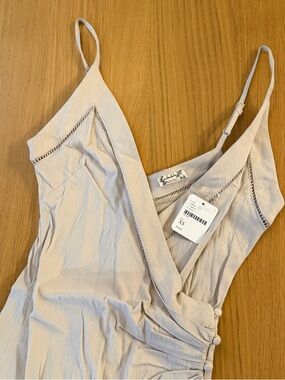 Free People Beige V-Neck Textured Dress